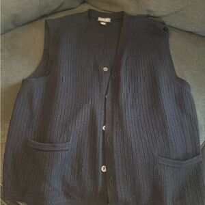 Navy blue lands end men’s sweater vest 100% wool size large